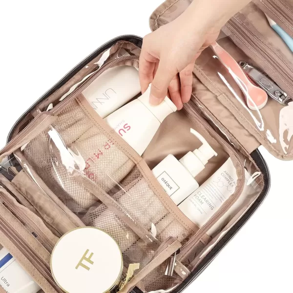 imageNISHEL Travel Toiletry Bag for women Portable Hanging Organizer for FullSized Shampoo Conditioner Brushes Set Makeup Accessories Large Size BlackLakeBlue