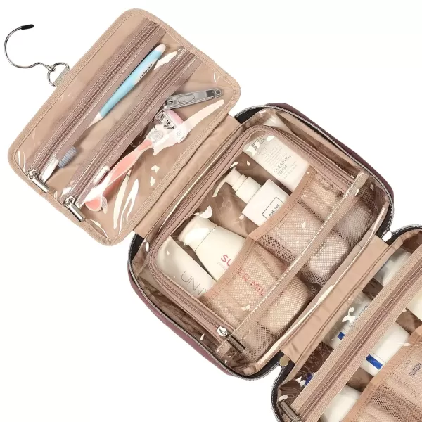 imageNISHEL Travel Toiletry Bag for women Portable Hanging Organizer for FullSized Shampoo Conditioner Brushes Set Makeup Accessories Large Size BlackRosePink