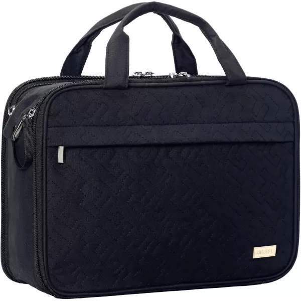 imageNISHEL Travel Toiletry Bag for women Portable Organizer Stand Up Toiletry Bag for Shampoo Conditioner Brushes Set Travel Essentials PinkBlack