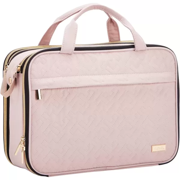 imageNISHEL Travel Toiletry Bag for women Portable Organizer Stand Up Toiletry Bag for Shampoo Conditioner Brushes Set Travel Essentials PinkPink