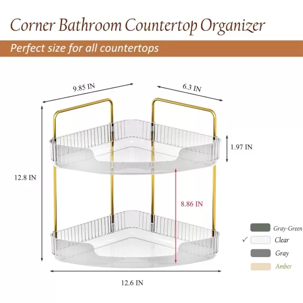 imageCorner Bathroom Counter Organizer Skincare Organizer Perfume Organizer Bathroom Sink Organizer Bathroom Organizer Countertop for Storage Bathroom Corner Shelf  Neat Tidy ampamp Efficient 2 Tier ClearClear