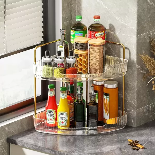 imageCorner Bathroom Counter Organizer Skincare Organizer Perfume Organizer Bathroom Sink Organizer Bathroom Organizer Countertop for Storage Bathroom Corner Shelf  Neat Tidy ampamp Efficient 2 Tier ClearClear