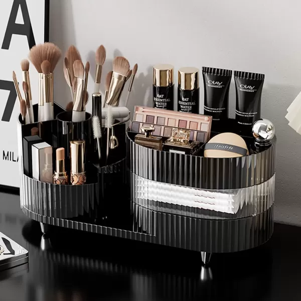imageMakeup Organizer Countertop 360Rotating Makeup Organizer for Vanity  Make Up ampamp Jewelry Storage Cosmetic Storage Holder with Makeup Brush Holder and Jewelry Storage 3 Tiers Cream3 Tier Black