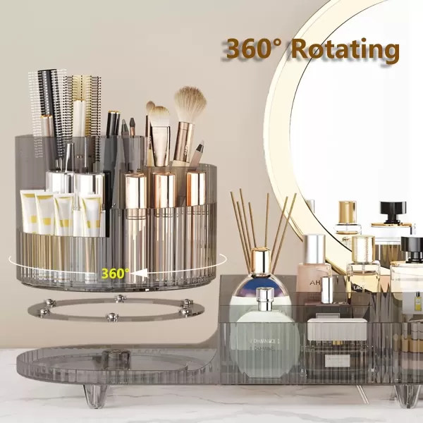 imageMakeup Organizer Countertop 360Rotating Makeup Organizer for Vanity  Make Up ampamp Jewelry Storage Cosmetic Storage Holder with Makeup Brush Holder and Jewelry Storage 3 Tiers BlackGray