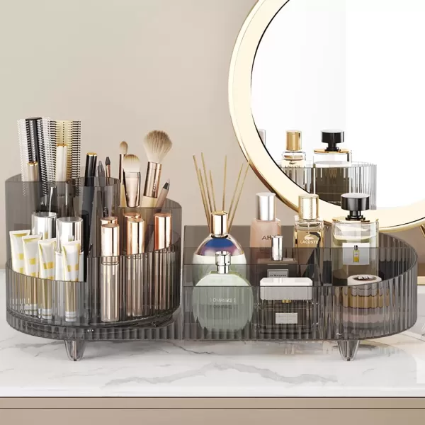 imageMakeup Organizer Countertop 360Rotating Makeup Organizer for Vanity  Make Up ampamp Jewelry Storage Cosmetic Storage Holder with Makeup Brush Holder and Jewelry Storage 3 Tiers BlackGray