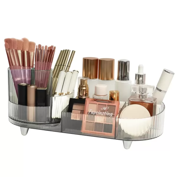 imageMakeup Organizer Countertop 360Rotating Makeup Organizer for Vanity  Make Up ampamp Jewelry Storage Cosmetic Storage Holder with Makeup Brush Holder and Jewelry Storage 3 Tiers Blacktransparent