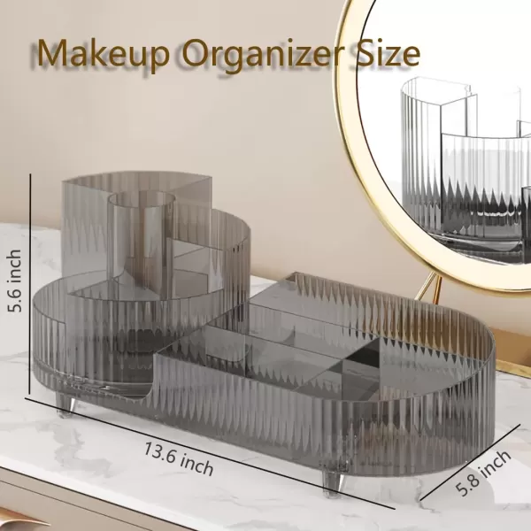 imageMakeup Organizer Countertop 360Rotating Makeup Organizer for Vanity  Make Up ampamp Jewelry Storage Cosmetic Storage Holder with Makeup Brush Holder and Jewelry Storage 3 Tiers BlackGray