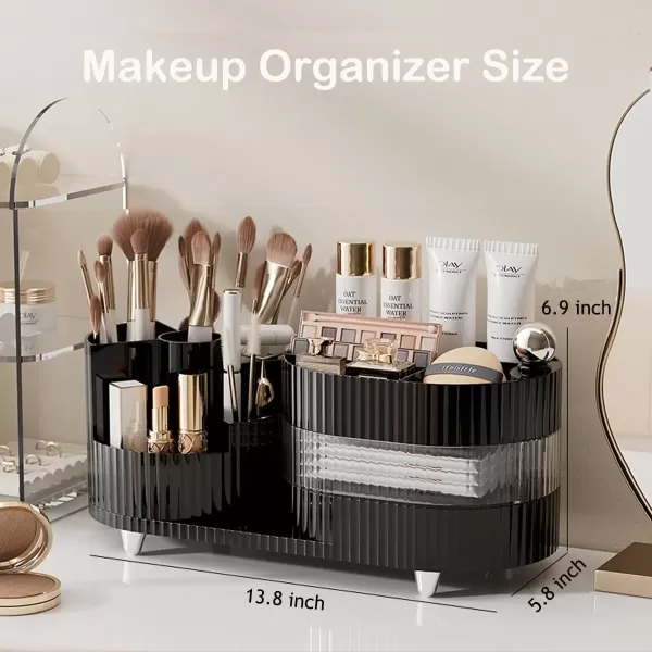 imageMakeup Organizer Countertop 360Rotating Makeup Organizer for Vanity  Make Up ampamp Jewelry Storage Cosmetic Storage Holder with Makeup Brush Holder and Jewelry Storage 3 Tiers Black3 Tier Black