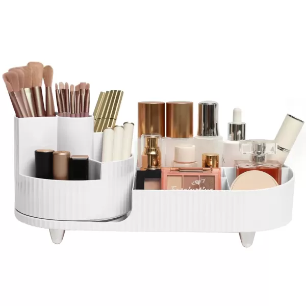 imageMakeup Organizer Countertop 360Rotating Makeup Organizer for Vanity  Make Up ampamp Jewelry Storage Cosmetic Storage Holder with Makeup Brush Holder and Jewelry Storage 3 Tiers BlackWhite