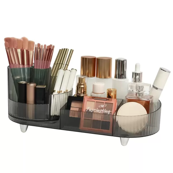 imageMakeup Organizer Countertop 360Rotating Makeup Organizer for Vanity  Make Up ampamp Jewelry Storage Cosmetic Storage Holder with Makeup Brush Holder and Jewelry Storage 3 Tiers BlackGray