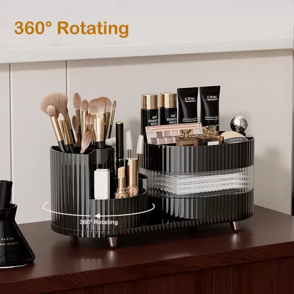 imageMakeup Organizer Countertop 360Rotating Makeup Organizer for Vanity  Make Up ampamp Jewelry Storage Cosmetic Storage Holder with Makeup Brush Holder and Jewelry Storage 3 Tiers Black3 Tier Black