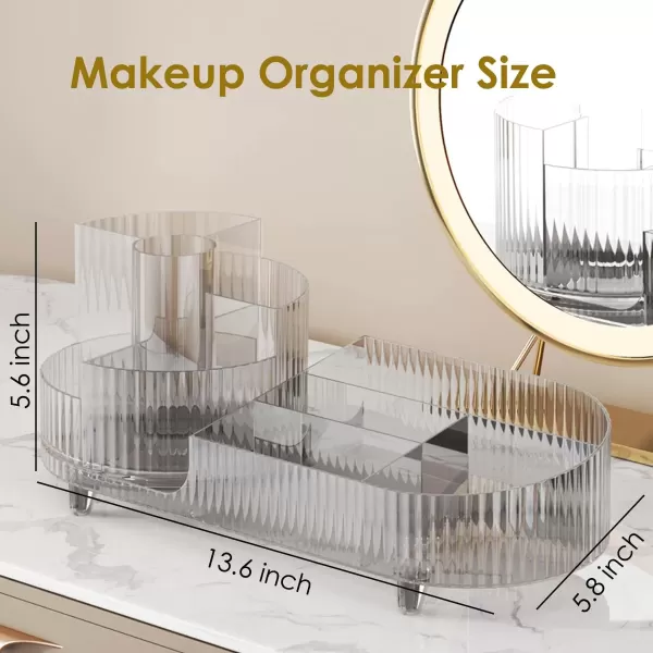 imageMakeup Organizer Countertop 360Rotating Makeup Organizer for Vanity  Make Up ampamp Jewelry Storage Cosmetic Storage Holder with Makeup Brush Holder and Jewelry Storage 3 Tiers Creamtransparent