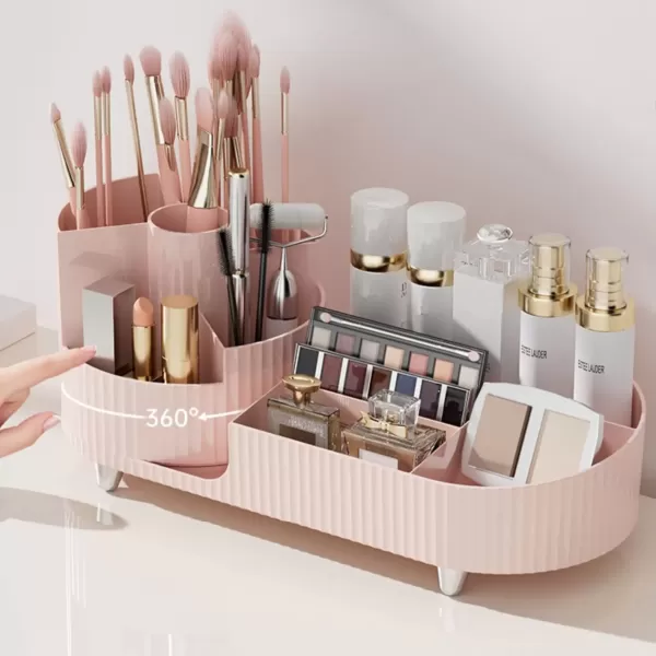 imageMakeup Organizer Countertop 360Rotating Makeup Organizer for Vanity  Make Up ampamp Jewelry Storage Cosmetic Storage Holder with Makeup Brush Holder and Jewelry Storage 3 Tiers BlackPink