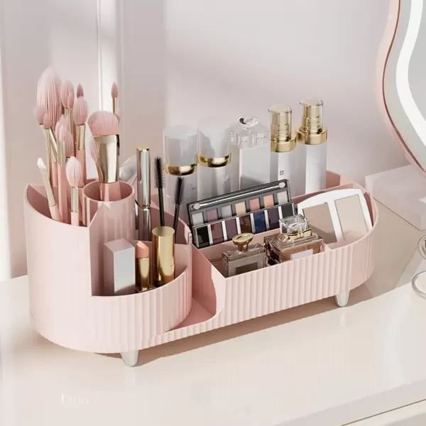 imageMakeup Organizer Countertop 360Rotating Makeup Organizer for Vanity  Make Up ampamp Jewelry Storage Cosmetic Storage Holder with Makeup Brush Holder and Jewelry Storage 3 Tiers BlackPink