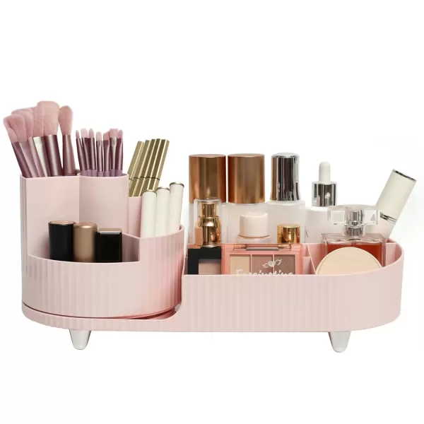 imageMakeup Organizer Countertop 360Rotating Makeup Organizer for Vanity  Make Up ampamp Jewelry Storage Cosmetic Storage Holder with Makeup Brush Holder and Jewelry Storage 3 Tiers BlackPink