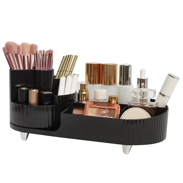 imageMakeup Organizer Countertop 360Rotating Makeup Organizer for Vanity  Make Up ampamp Jewelry Storage Cosmetic Storage Holder with Makeup Brush Holder and Jewelry Storage 3 Tiers BlackBlack