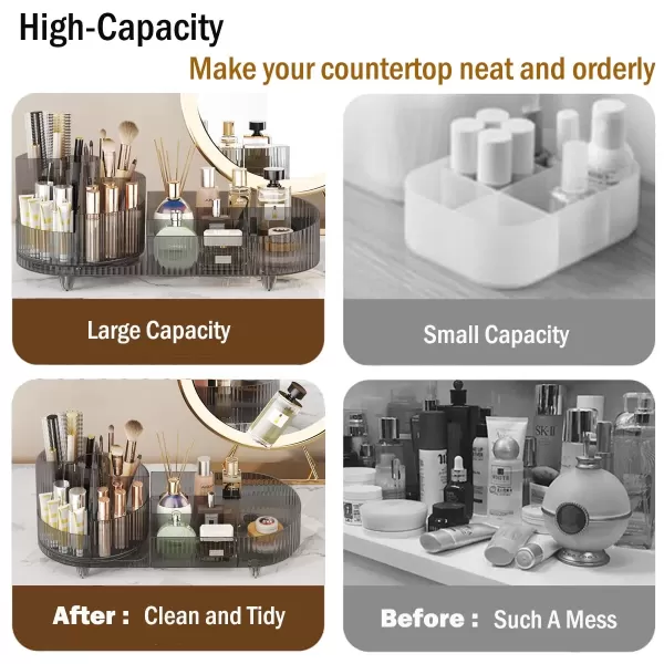 imageMakeup Organizer Countertop 360Rotating Makeup Organizer for Vanity  Make Up ampamp Jewelry Storage Cosmetic Storage Holder with Makeup Brush Holder and Jewelry Storage 3 Tiers BlackGray