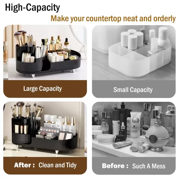 imageMakeup Organizer Countertop 360Rotating Makeup Organizer for Vanity  Make Up ampamp Jewelry Storage Cosmetic Storage Holder with Makeup Brush Holder and Jewelry Storage 3 Tiers BlackBlack