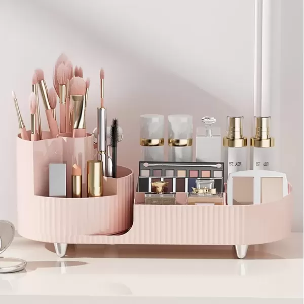 imageMakeup Organizer Countertop 360Rotating Makeup Organizer for Vanity  Make Up ampamp Jewelry Storage Cosmetic Storage Holder with Makeup Brush Holder and Jewelry Storage 3 Tiers BlackPink