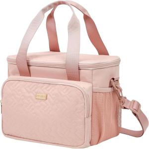 imageNISHEL Lunch Box Women with Shoulder Strap Insulated ampamp Reusable Cooler Bag Leakproof Thermal Compartment Drinks Holder for Office Work Picnic Travel Gym PinkStyle 3  Pink