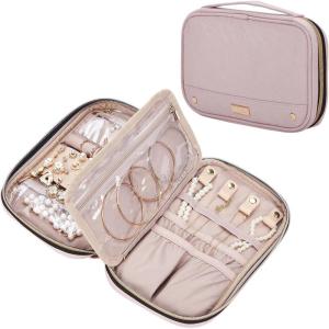 imageNISHEL Travel Jewelry Case Holiday Organizer for Necklaces Earrings Rings Bracelets Watch BlackPink