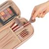 imageNISHEL Travel Makeup Bag for Women with Front Pockets Large Wideopen Case Portable Organizer To Hold TravelSize Accessory Bottles Cosmetics Brushes Skincare Products PinkPink