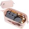 imageNISHEL Travel Makeup Bag for Women with Front Pockets Large Wideopen Case Portable Organizer To Hold TravelSize Accessory Bottles Cosmetics Brushes Skincare Products PinkPink