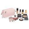 imageNISHEL Travel Makeup Bag for Women with Front Pockets Large Wideopen Case Portable Organizer To Hold TravelSize Accessory Bottles Cosmetics Brushes Skincare Products PinkPink