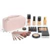 imageNISHEL Travel Makeup Bag for Women with Front Pockets Large Wideopen Case Portable Organizer To Hold TravelSize Accessory Bottles Cosmetics Brushes Skincare Products PinkPink
