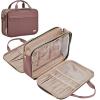 imageNISHEL Travel Makeup Bag Stand Up Portable Cosmetic Organizer Cosmetic Case for TravelSize Toiletries PinkRosewoodPink