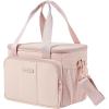 imageNISHEL Lunch Bag for Women Insulated Leakproof Cooler Case with Detachable Shoulder Strap ampamp Multiple Pocket EasyClean PEVA Lining Puffy Design for Work Pink