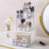 image2Drawer Bathroom Organizer MultiPurpose Makeup Storage Rack for Vanity 2Tier Cosmetic Organizer White