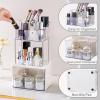 image2Drawer Bathroom Organizer MultiPurpose Makeup Storage Rack for Vanity 2Tier Cosmetic Organizer White