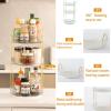 image360 Rotating Makeup Organizer for Vanity Bathroom Countertop Spinning Perfume Organizer HighCapacity Cosmetic and Skincare Dresser Make Up Holder Rack 2 Tiers YellowPearl White