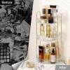 image360 Rotating Makeup Organizer for Vanity Bathroom Countertop Spinning Perfume Organizer HighCapacity Cosmetic and Skincare Dresser Make Up Holder Rack 2 Tiers YellowPearl White