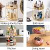 image360 Rotating Makeup Organizer for Vanity Bathroom Countertop Spinning Perfume Organizer HighCapacity Cosmetic and Skincare Dresser Make Up Holder Rack 2 Tiers GreyHonorable Gold