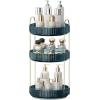 image360 Rotating Makeup Organizer for Vanity Bathroom Countertop Spinning Perfume Organizer HighCapacity Cosmetic and Skincare Dresser Make Up Holder Rack 2 Tiers GreyBlue