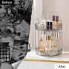 image360 Rotating Makeup Organizer for Vanity Bathroom Countertop Spinning Perfume Organizer HighCapacity Cosmetic and Skincare Dresser Make Up Holder Rack 2 Tiers YellowClassic Grey