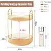 image360 Rotating Makeup Organizer for Vanity Bathroom Countertop Spinning Perfume Organizer HighCapacity Cosmetic and Skincare Dresser Make Up Holder Rack 2 Tiers YellowHonorable Gold
