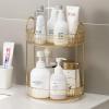 image360 Rotating Makeup Organizer for Vanity Bathroom Countertop Spinning Perfume Organizer HighCapacity Cosmetic and Skincare Dresser Make Up Holder Rack 2 Tiers YellowHonorable Gold