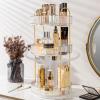 image360 Rotating Makeup Organizer for Vanity Bathroom Countertop Spinning Perfume Organizer HighCapacity Cosmetic and Skincare Dresser Make Up Holder Rack 2 Tiers GreyPearl White