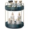 image360 Rotating Makeup Organizer for Vanity Bathroom Countertop Spinning Perfume Organizer HighCapacity Cosmetic and Skincare Dresser Make Up Holder Rack 2 Tiers GreyBlue