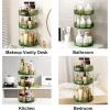 image360 Rotating Makeup Organizer for Vanity Bathroom Countertop Spinning Perfume Organizer HighCapacity Cosmetic and Skincare Dresser Make Up Holder Rack 2 Tiers GreyGem Green