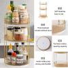 image360 Rotating Makeup Organizer for Vanity Bathroom Countertop Spinning Perfume Organizer HighCapacity Cosmetic and Skincare Dresser Make Up Holder Rack 2 Tiers GreyHonorable Gold