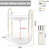 image360 Rotating Makeup Organizer for Vanity Bathroom Countertop Spinning Perfume Organizer HighCapacity Cosmetic and Skincare Dresser Make Up Holder Rack 2 Tiers GreyPearl White
