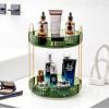 image360 Rotating Makeup Organizer for Vanity Bathroom Countertop Spinning Perfume Organizer HighCapacity Cosmetic and Skincare Dresser Make Up Holder Rack 2 Tiers GreyGem Green