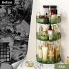 image360 Rotating Makeup Organizer for Vanity Bathroom Countertop Spinning Perfume Organizer HighCapacity Cosmetic and Skincare Dresser Make Up Holder Rack 2 Tiers GreyGem Green