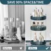 image360 Rotating Makeup Organizer for Vanity Bathroom Countertop Spinning Perfume Organizer HighCapacity Cosmetic and Skincare Dresser Make Up Holder Rack 2 Tiers GreyBlue