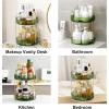 image360 Rotating Makeup Organizer for Vanity Bathroom Countertop Spinning Perfume Organizer HighCapacity Cosmetic and Skincare Dresser Make Up Holder Rack 2 Tiers GreyGem Green