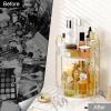 image360 Rotating Makeup Organizer for Vanity Bathroom Countertop Spinning Perfume Organizer HighCapacity Cosmetic and Skincare Dresser Make Up Holder Rack 2 Tiers GreyPearl White